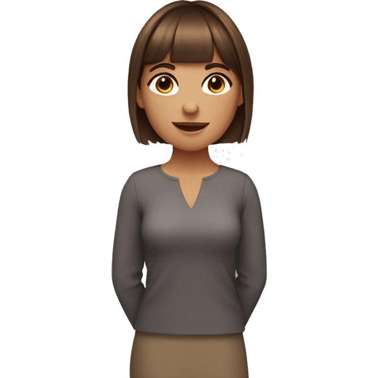 woman with short brown hair and bangs with hazel eyes emoji