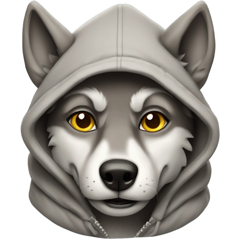 Wolf wearing a hoodie emoji