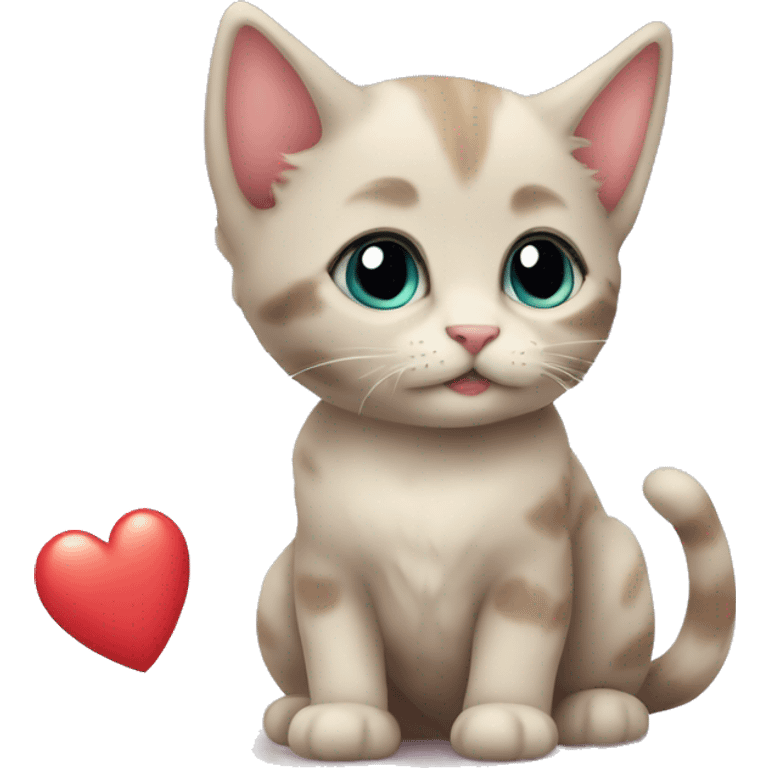 kitten with love heart  emoji