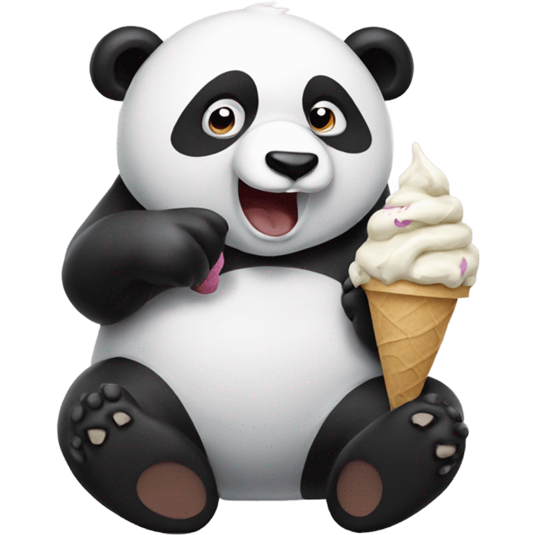 Panda eating ice cream emoji