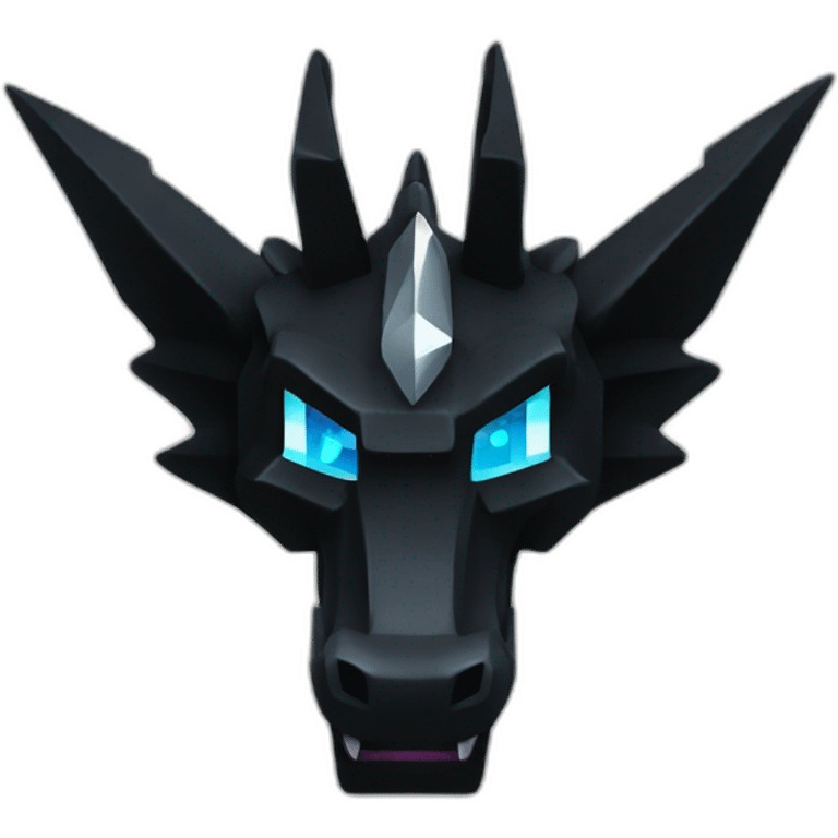 Minecraft Glitter Black Dragon Head With Diamond Horn emoji