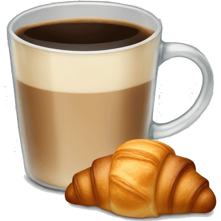 A glass of coffee with a croissant emoji