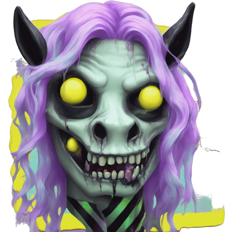 .Zombie_ Vaporwave black holographic oilslick zombie unicorn smoking yellow caution tape  emoji