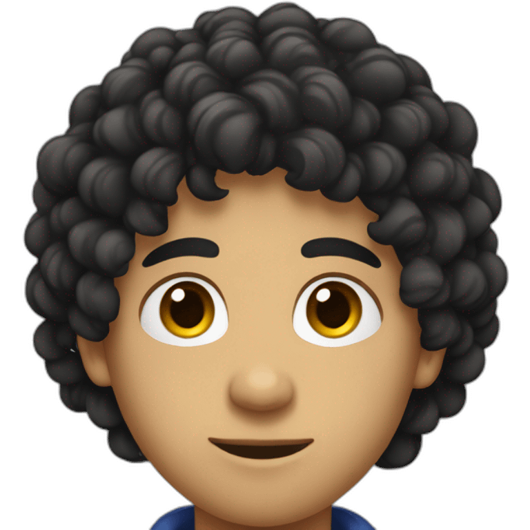 Métis man teenager with black curly hair emoji