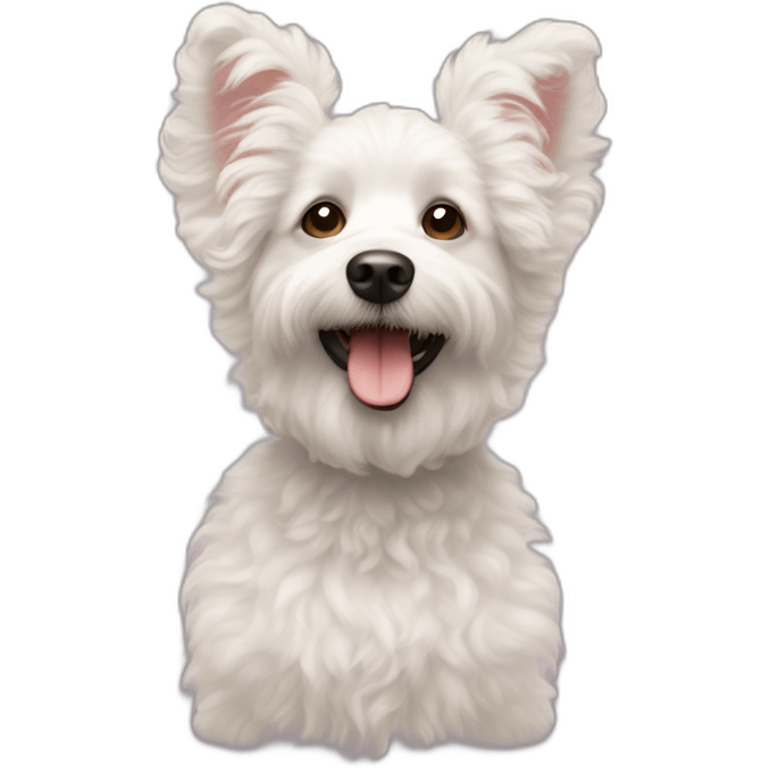 caniche white curly ears up happy face emoji