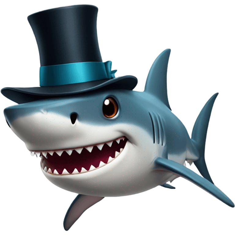 Shark with a top hat emoji