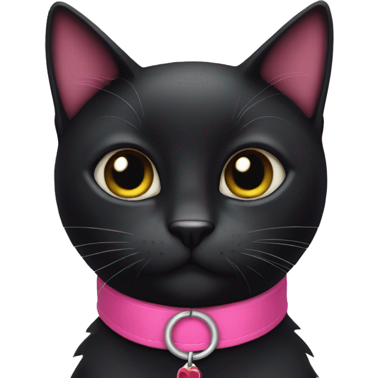 Black cat with a pink collar emoji