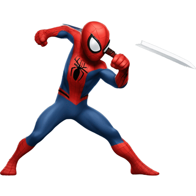 Spider-man with a BIG SWORD in a fighting pose emoji