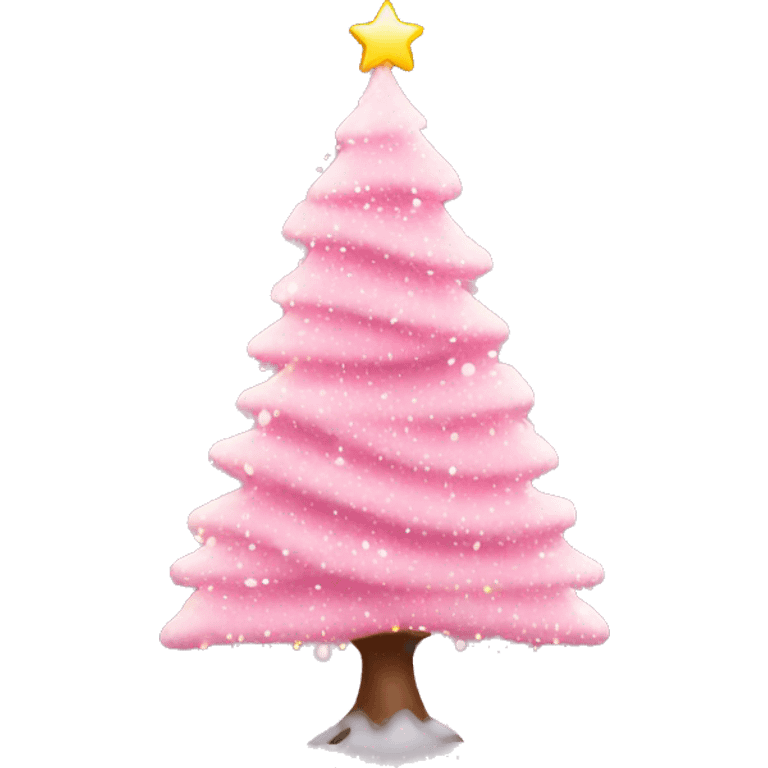 Pink Christmas tree with lights and snow  emoji