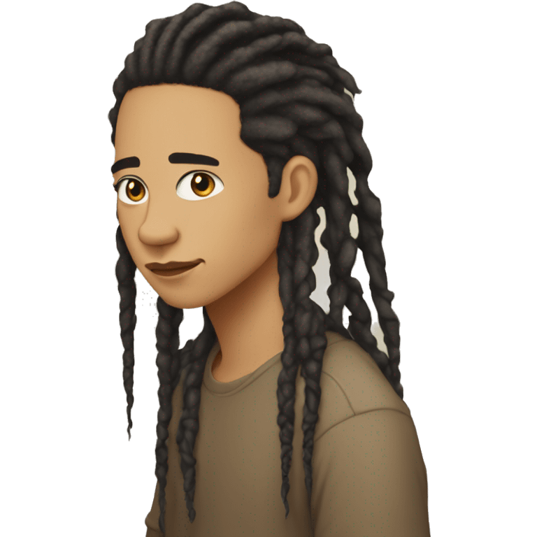 lightskin person with dreds which are dark on the roots and blonde on the tips emoji