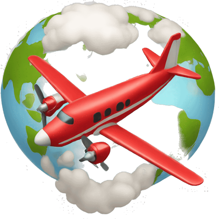 Red plane traveling around the world emoji