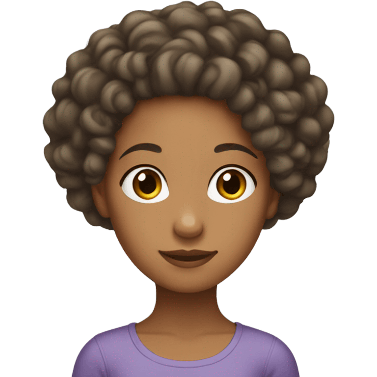 Mixed girl with curly hair doing her hair emoji