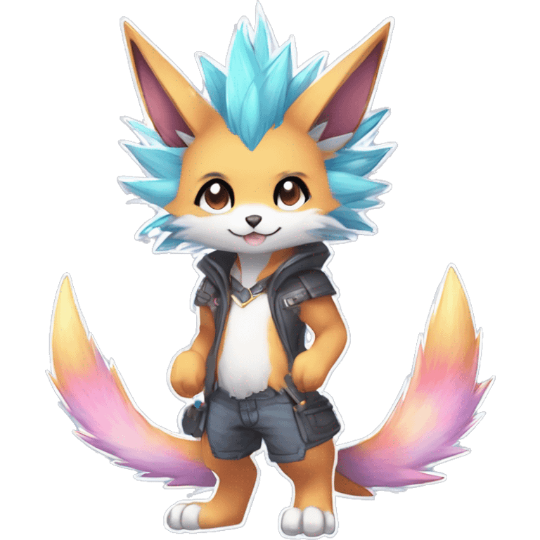 Anthro Scalie Spiky Cool Edgy Magical Shiny Colorful Pastel Sparkle Kemono-style Chibi Fantasy-Animal-Fakémon-Pokémon-Hybrid Fur Sona Aesthetic Full Body emoji