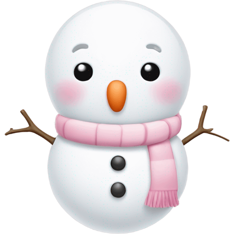 Cute white and light pink snowman emoji