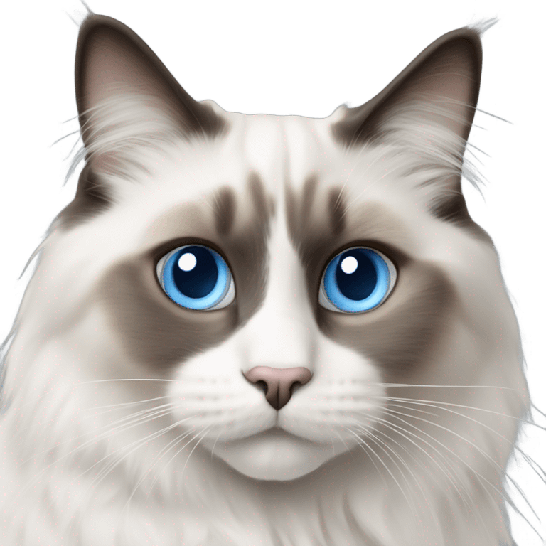 ragdoll breed cat with half grey half white nose and big blue eyes emoji