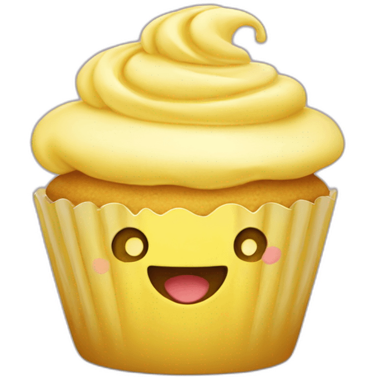 Happy yellow cupcake  emoji