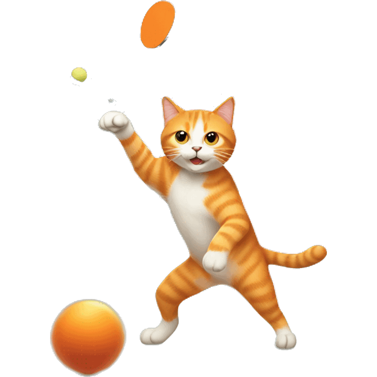 orange cat playing ping pong emoji