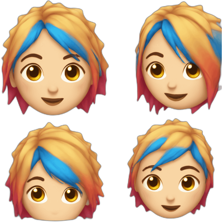 fat lesbian Chilean woman short spiky bright blue hair emoji