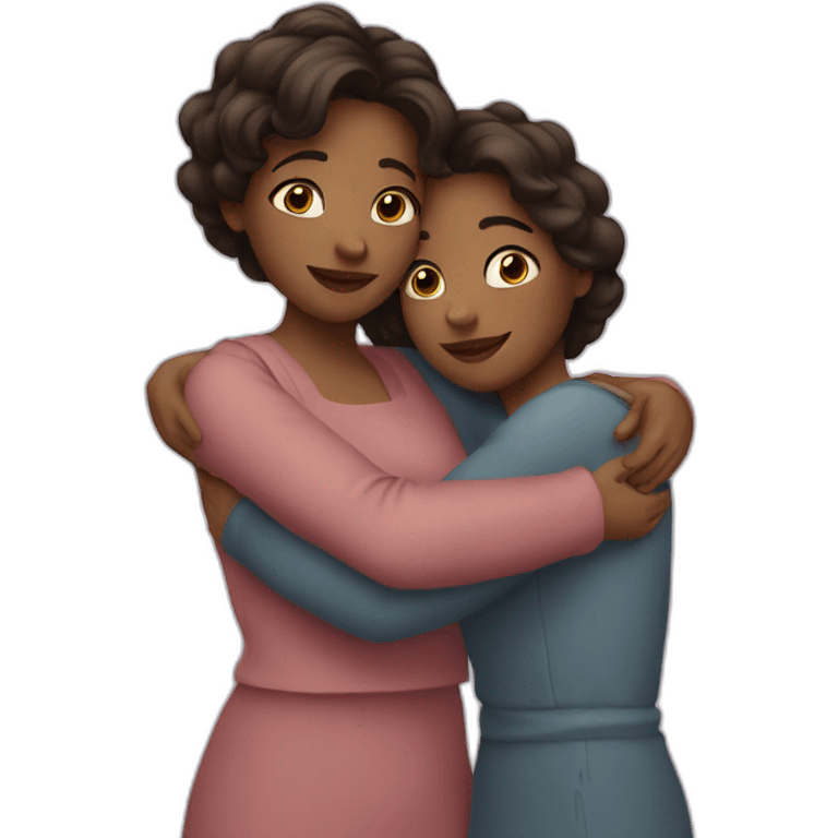 2 sisters hugging emoji