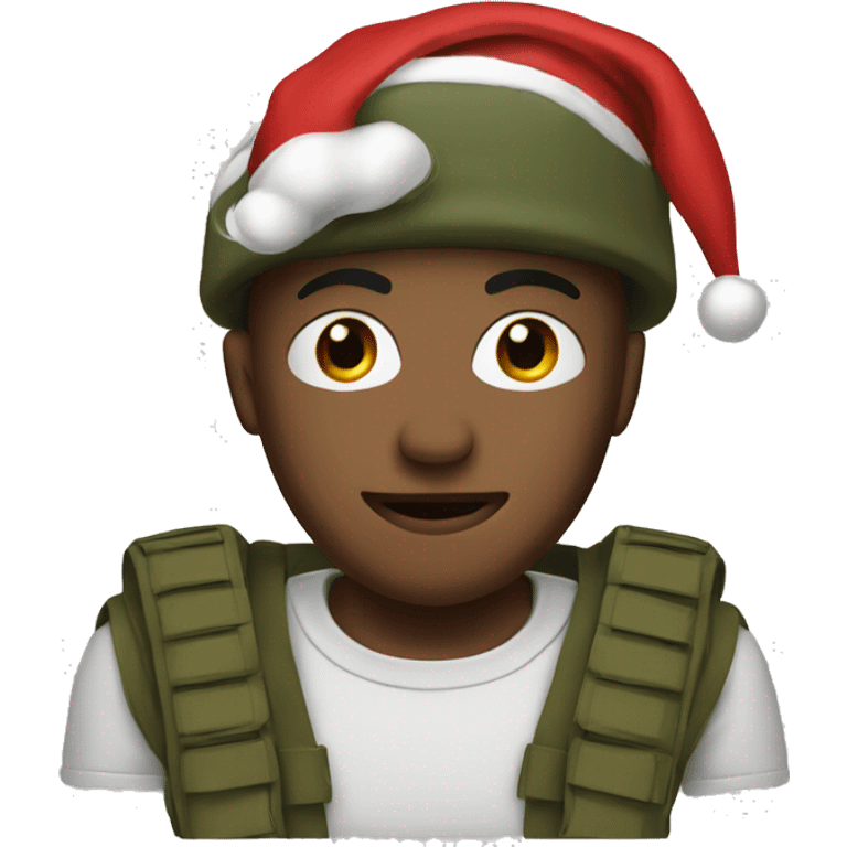 A soldier with a santa hat emoji