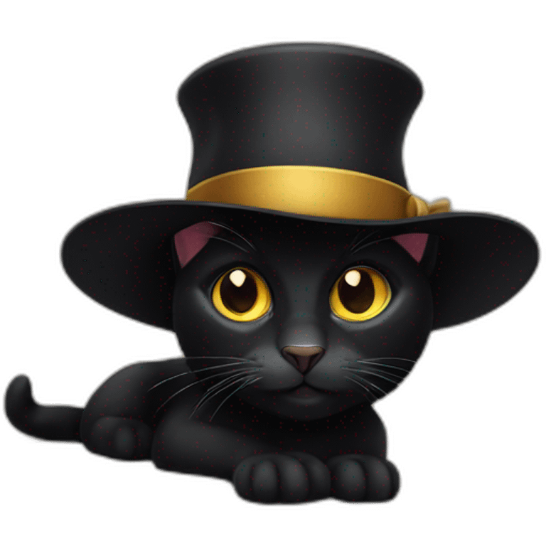 Black cat with hat emoji