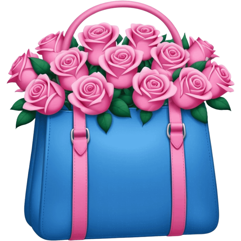 A blue bag full of rose that's colored pink emoji