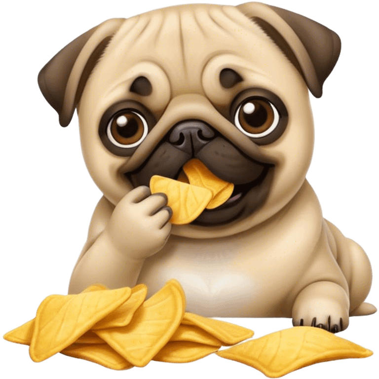 Pug eating chips emoji