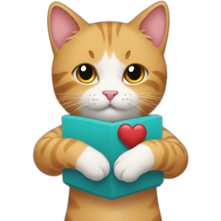 Cat with heart in hands emoji