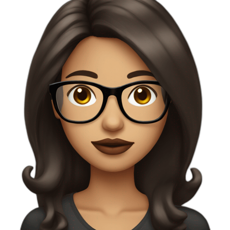 latina with glasses and dark brown straight hair with big lips emoji