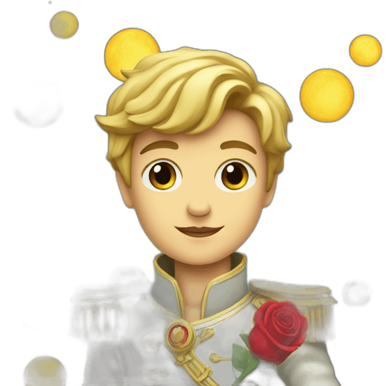 Little prince with red rose on the moon emoji