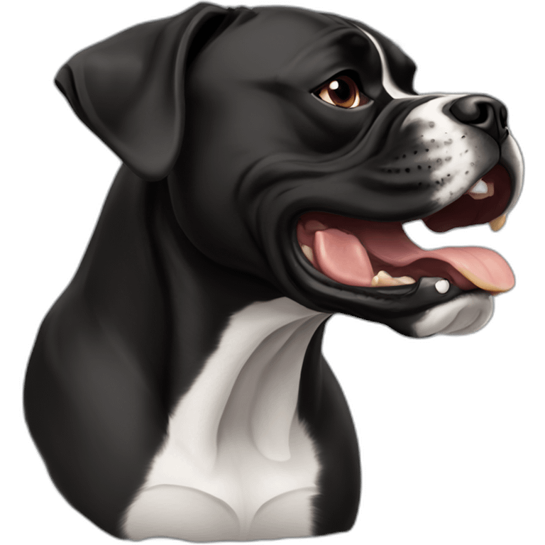 black boxer dog profile underbite teeth emoji