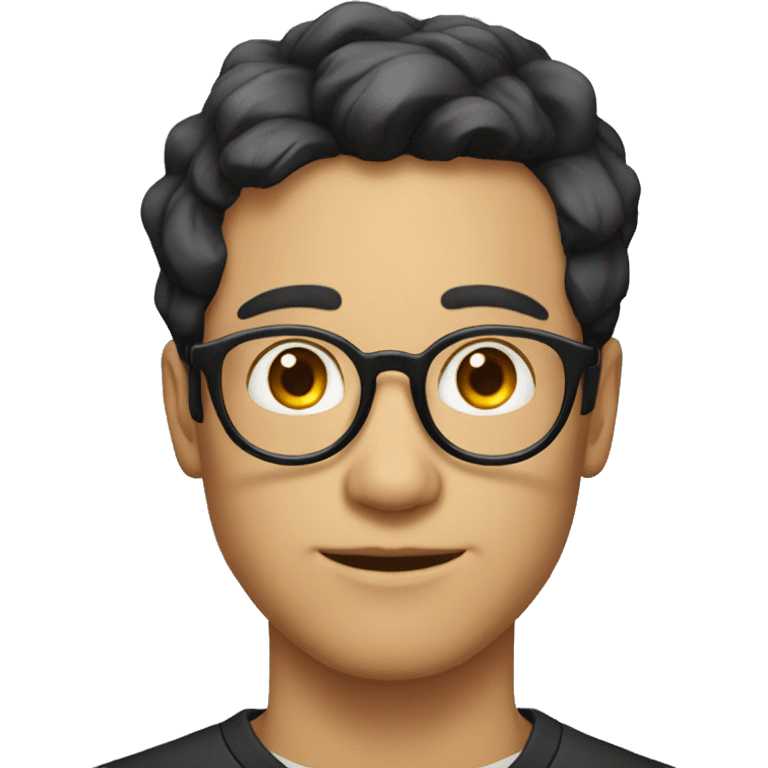 fair male face with round spectacles black hair emoji