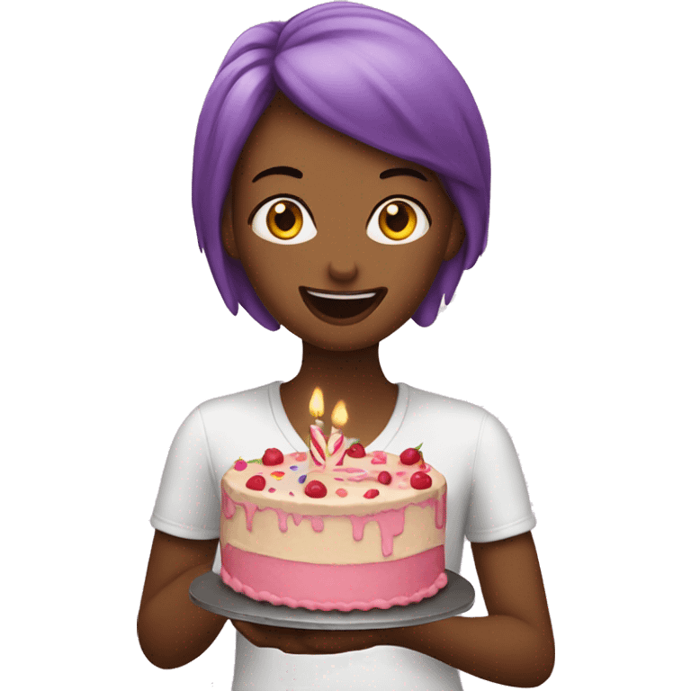 Birthday girl eating cake emoji