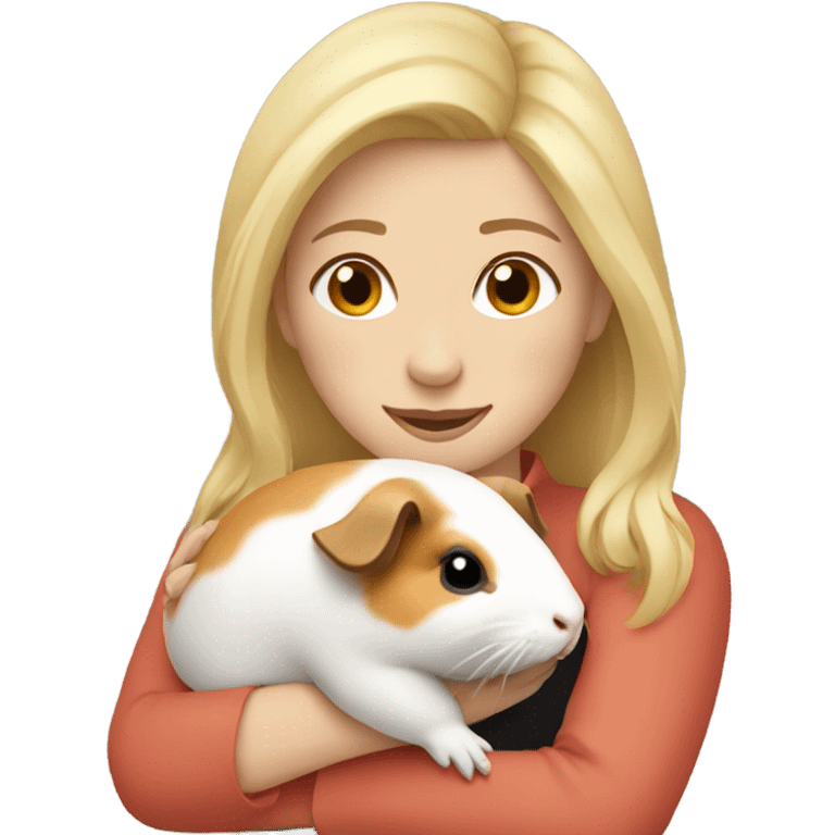 Blonde Woman hugging a guineapig emoji