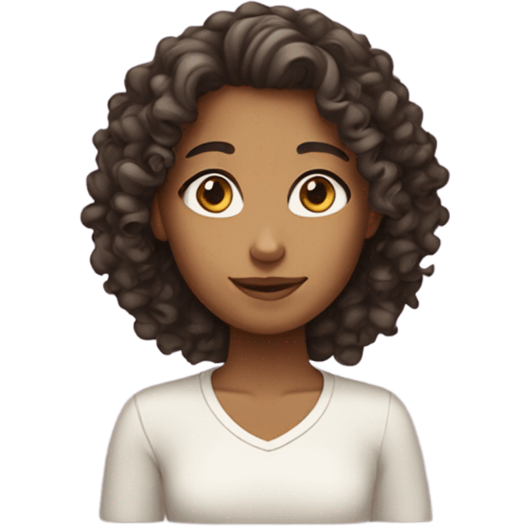 curly girl with tanned skin emoji