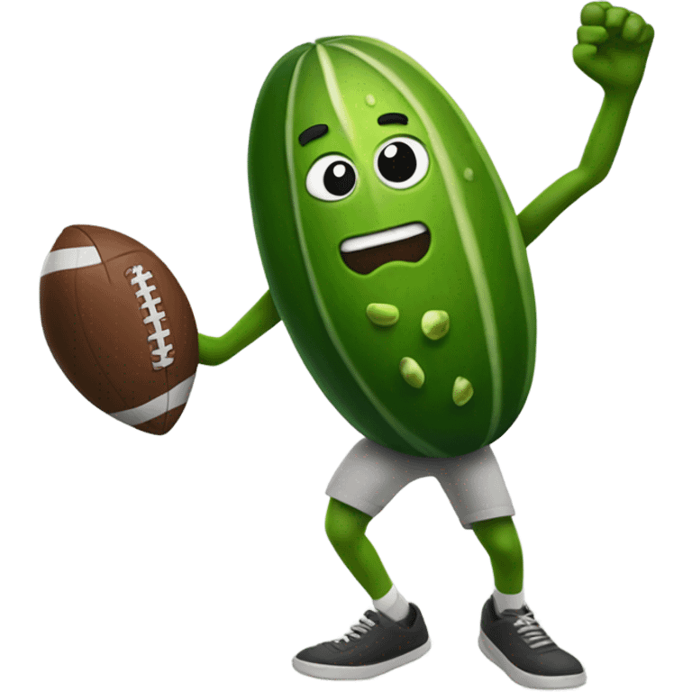 Pickle throwing a football ￼ emoji