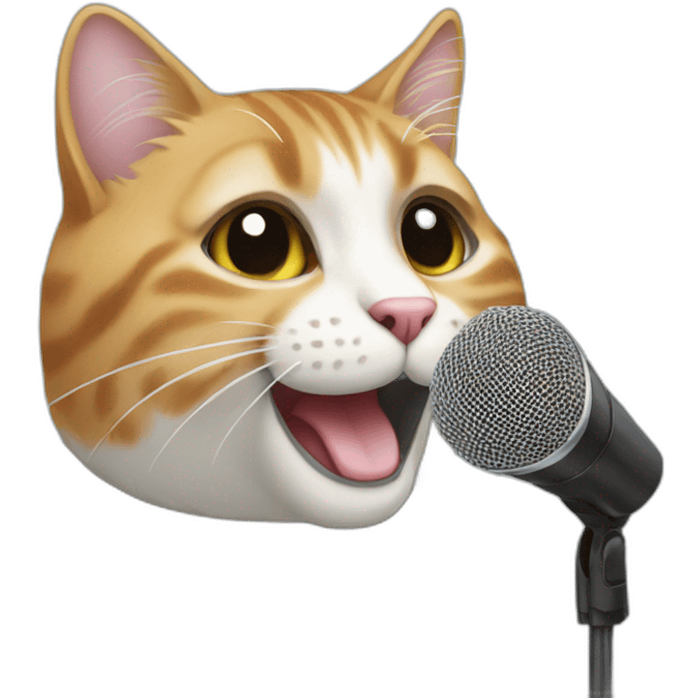 A cat singing in a microphone emoji