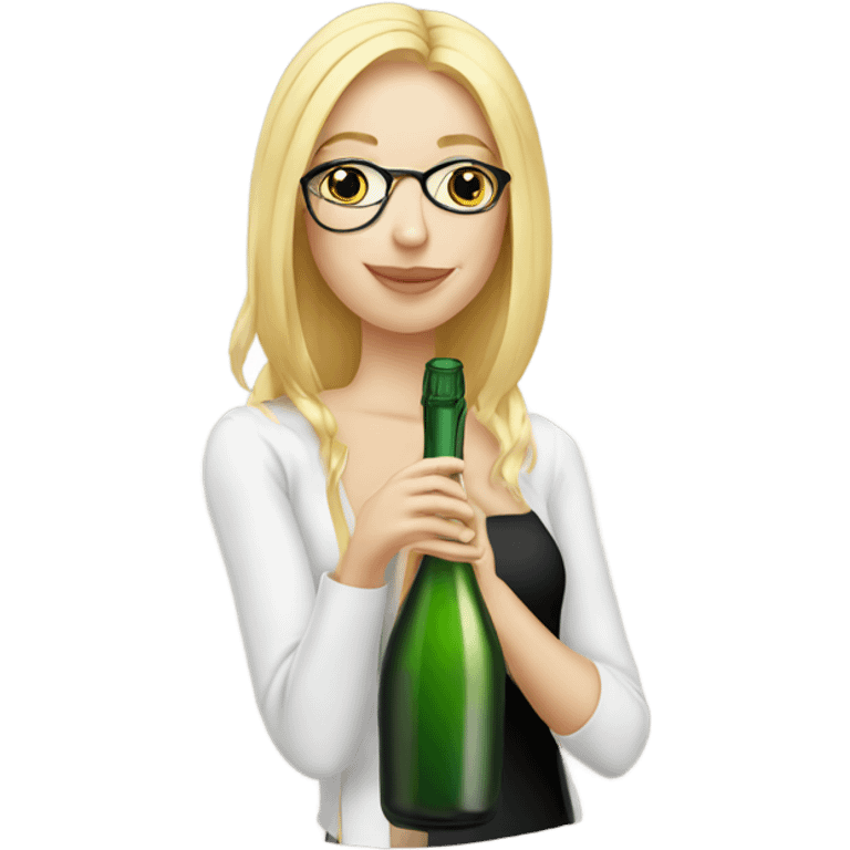 Blond girl drinking champagne wearing glasses  emoji