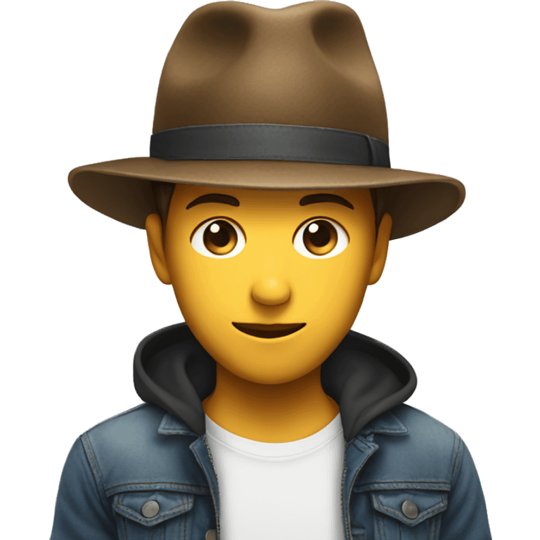 a hat on top of a boy emoji