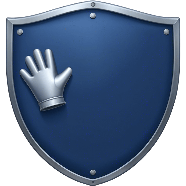 a navy blue shield with a iron glove  emoji