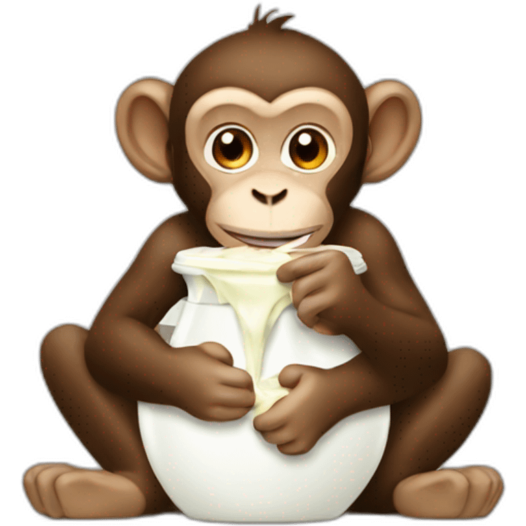 Monkey eating yogurt emoji