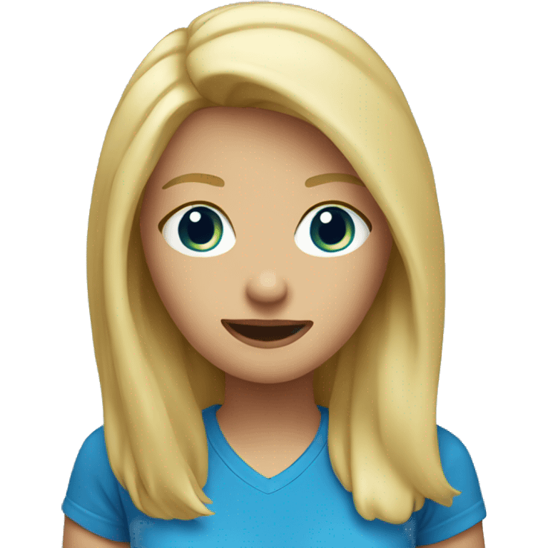 blonde girl wearing blue t-shirt emoji