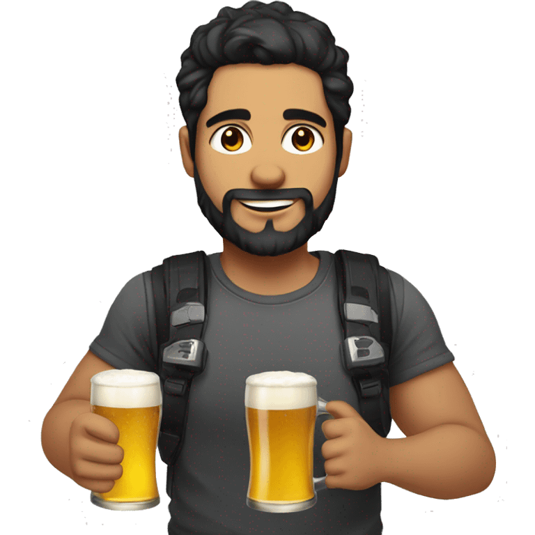 Gamer 28 years old with beard black hair with a beer  emoji