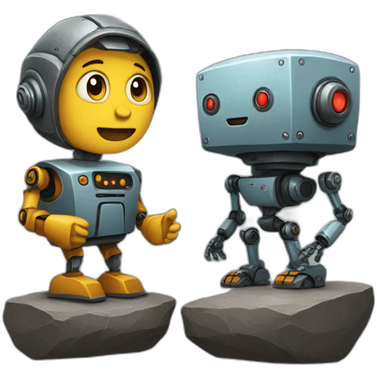 rocks and robot emoji