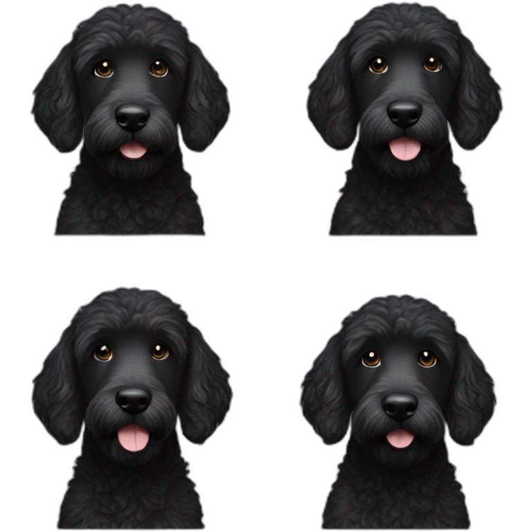 Black dark grey black labradoodle emoji