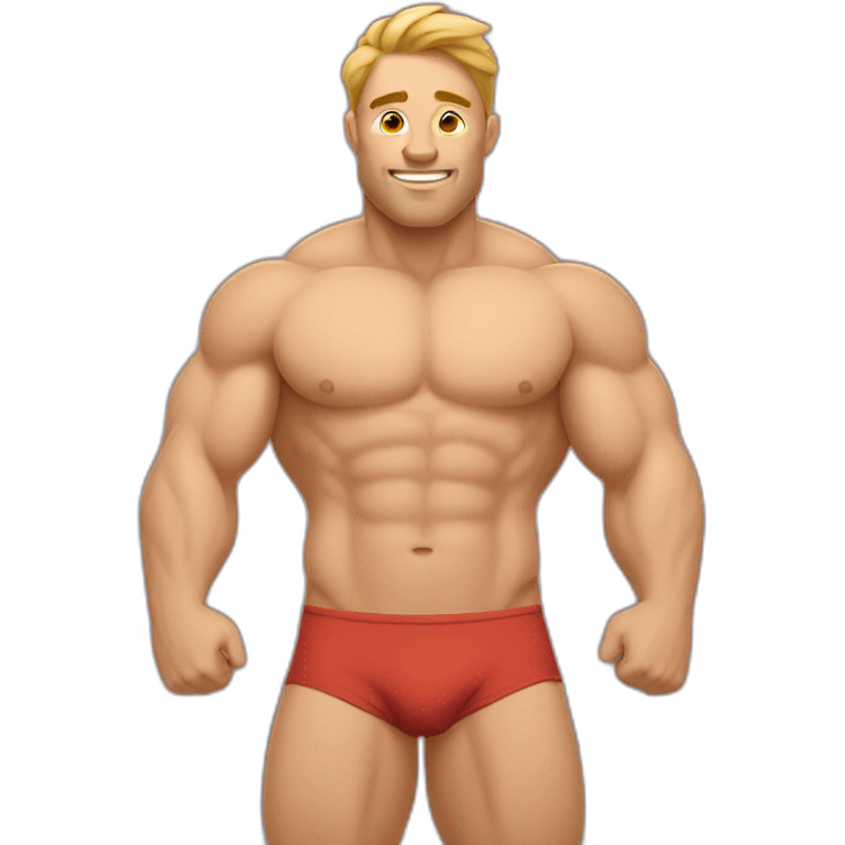 A muscular man with a rounded belly emoji