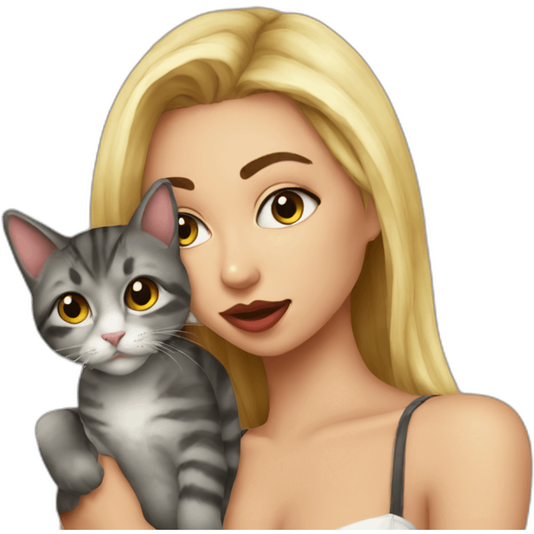 hot girl kiss cat emoji