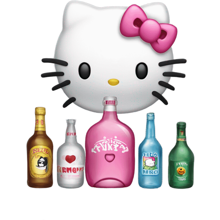 Hello kitty depressed tears with alcohol hello kitty emoji