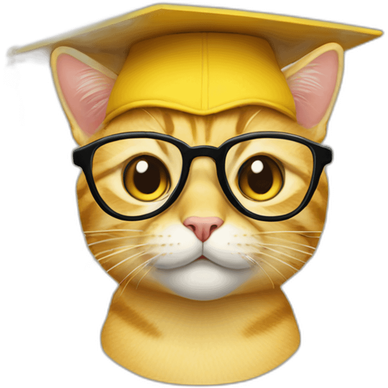 yellow-cat-with-glasses-and-with-mortarboard-on-its-head emoji