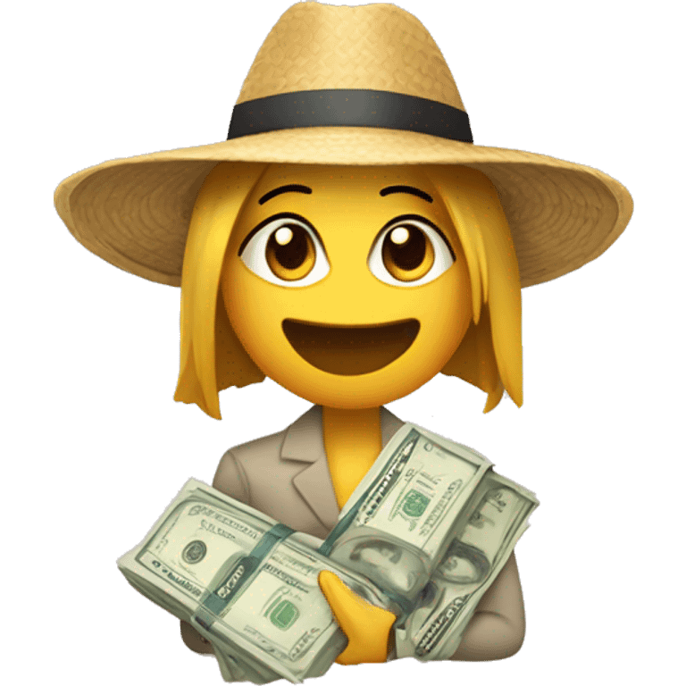 CHICA CON SOMBREO DE CUEMPLEAÑO Y OJOS DE DINERO emoji